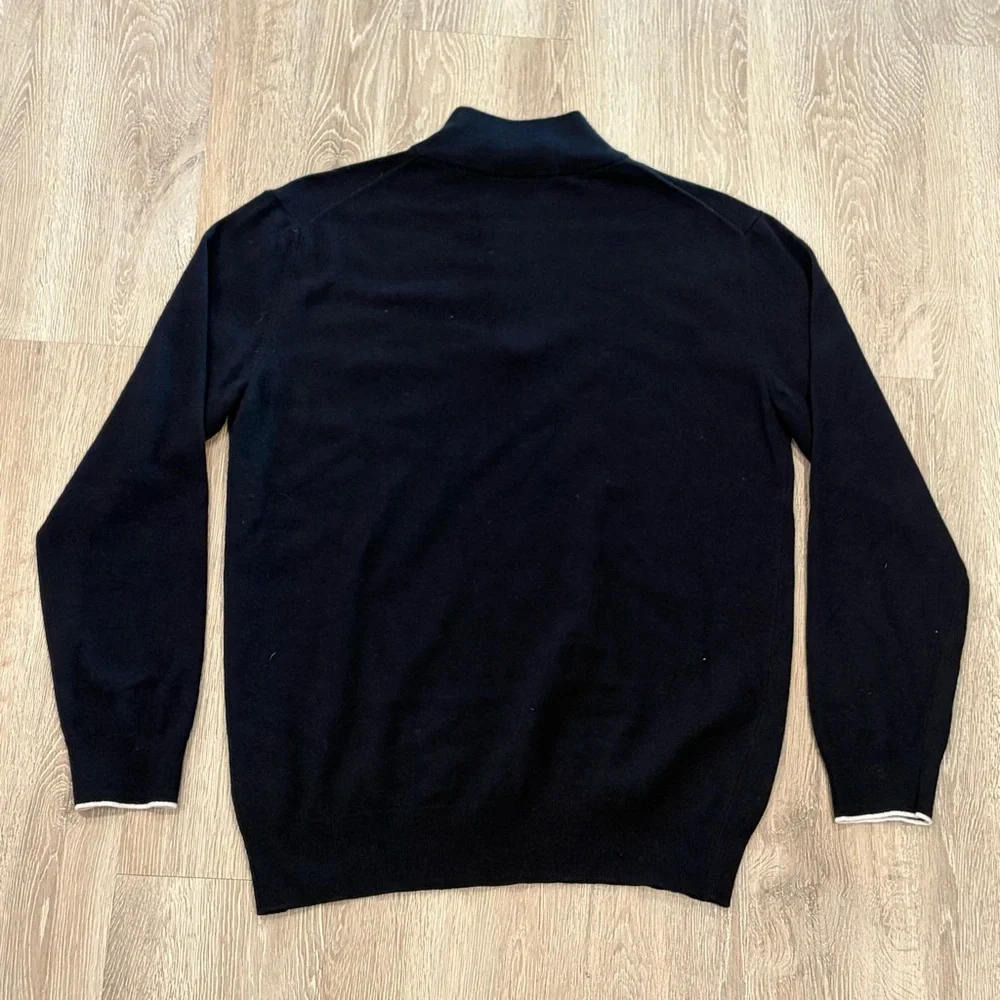 Boggi Milano 1/4 Zip Sweater Mens XL Navy Blue Cashmere Blend Mock Neck Luxury - Picture 3 of 9